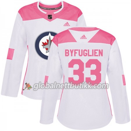 Winnipeg Jets Hockeydrakt Dustin Byfuglien 33 2017-2018 Hvit Rosa Fashion Adidas Authentic - Dame